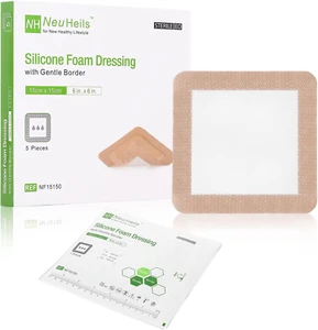 Silicone Adhesive Foam Dressing Bandage with Gentle Border 6 x 6 inch for Bed So - Picture 1 of 7
