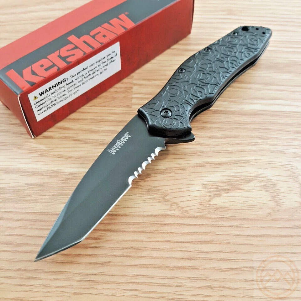 Kershaw Kuro Black Serrated Tanto Knife