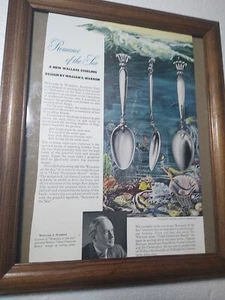 Wallace Sterling SilverWare 1961 Print Ad "Romance of Sea" in vintage 8x10 frame - Picture 1 of 5