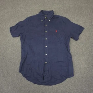 Ralph Lauren Shirt Mens SMALL Blue Linen Short Sleeve Button up Casual Size S - Picture 1 of 11