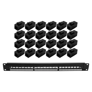19 Pouces 1U Armoire Rack Pass-Through 24 Ports CAT6 Panneau de Brassage Po5684 - Photo 1/8