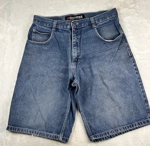 VINTAGE Southpole Mens 36 Long Jeans Shorts Blue Baggy Hip Hop Skater Y2K Grunge - Picture 1 of 8