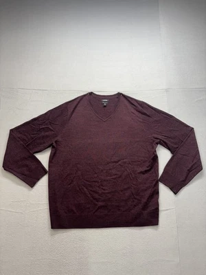 Apt.9 Mens Sweater 2XL Burgundy Wool Blend V Neck Long Sleeve Relaxed Pullover - Image 1 of 4