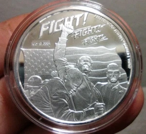 RARE 1 Oz Silver TRUMP "Fight Fight Fight Coin Limited Ed Assassination Attempt - Picture 1 of 7