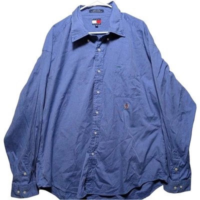 Camisa Tommy Hilfiger Vintage Hombre’s Abotonada Azul Talla 2XL Foto 1 de 4