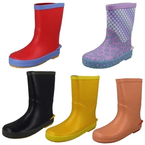 Childrens Clarks Waterproof Grippy Soled Pull On Wellington Boots *Tarri Run* - Picture 1 of 46