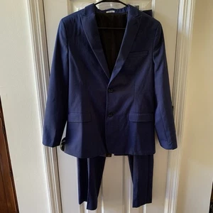 Calvin Klein Boys Navy 2 Piece Suit Button Blazer Pants Size 18 - Picture 1 of 22
