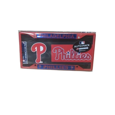 Philadelphia Phillies License Plate Holder Red NEW Set Includes 2 Decals - Image 1 of 3