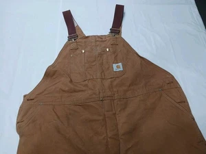Vintage Carhartt Bib Overalls Dbl. Knee Men’s 50 X 30 Insulated Duck Canvas - Picture 1 of 15
