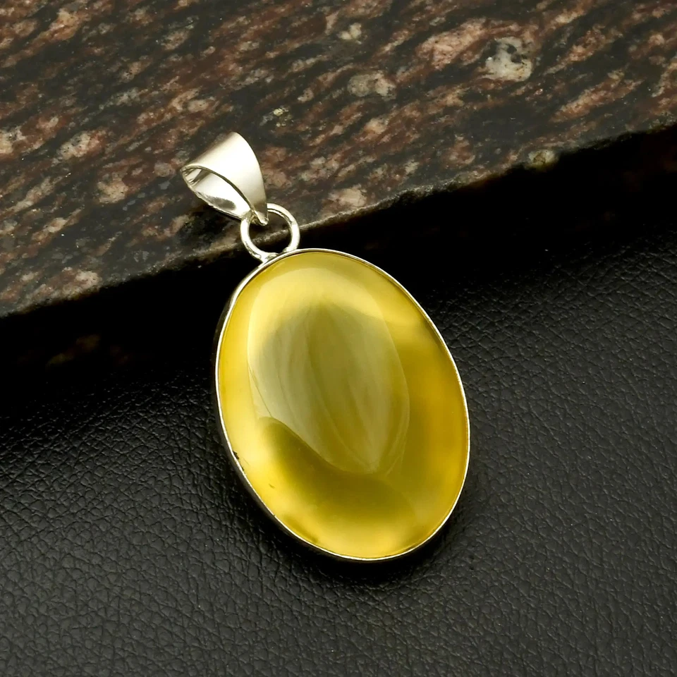 Yellow Onyx Gemstone Ethnic Handmade Pendant Jewelry For New Year 2.2" AP-34394 - Image 1 of 1