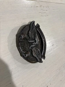 Vintage Harley-Davidson Gürtelschnalle Eagle 1990 Made In USA Metall Bronze Selten - Bild 1 von 22