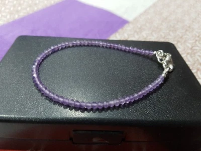 Bracciale in argento sterling 925 con pietre preziose ametista gioiello... - Immagine 1 di 4