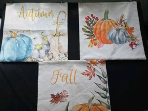 Set of 3 Autumn Fall Themed Throw Pillow Covers 17.5" Rustic Harvest EUC - Picture 1 of 10