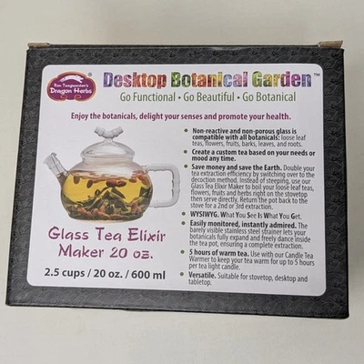 Glass Teapot Elixir Maker 20 oz Desktop Botanical Garden Ron Teeguarden's NIB - Image 1 of 4