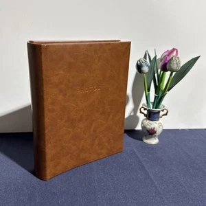 Vintage brown leather photo album 50 pages - Picture 1 of 15