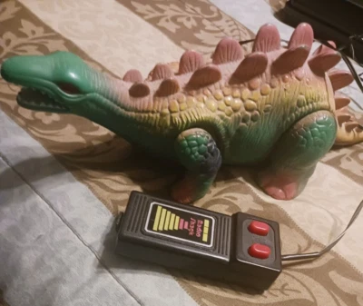 Vintage 80s Radio Shack dinosaur figure toy works wired remote  Stegosaurus - Image 1 of 4