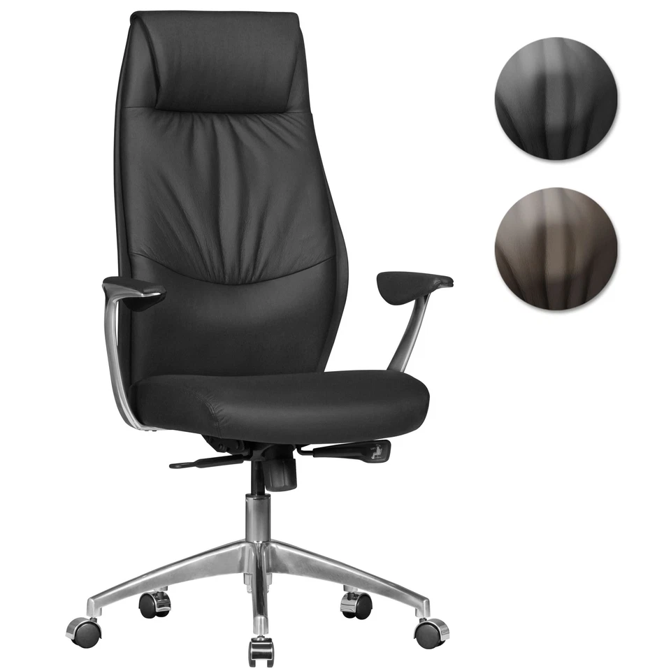 FineBuy Bürostuhl Leder Schreibtischstuhl Chefsessel Drehstuhl 120KG Sessel Büro