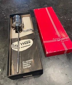 Vtg MCM 1950s "Say When" Chrome Liquor Bottle Decanter Top Pump Dispenser NEW - Picture 1 of 6