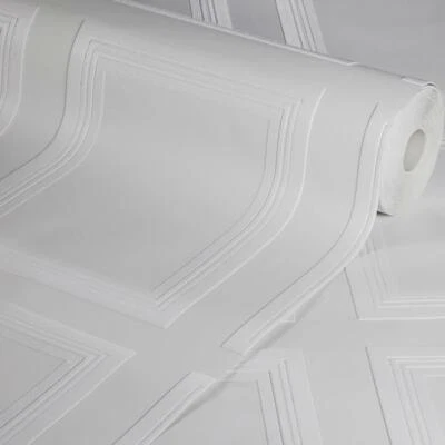 Papel tapiz vinilo pintable panel eduardiano texturizado blanco RD8245 Anaglypta Foto 1 de 4