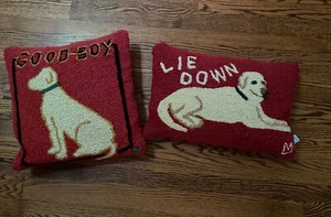 2 Hooked Wool Pillow Labrador retreivers - Picture 1 of 4
