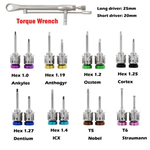Dental Implant Abutment Hand Driver Hex Screwdriver Long+Short Stainless Steel - Picture 1 of 20