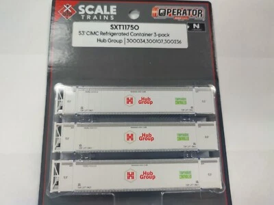 ScaleTrains N 53' CIMC Reefer Containers Hub Group SXT11750, 3-pack NEW! - Image 1 of 3