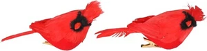 Ruby Red Feathered Cardinal 4 x 7 Styrofoam Decorative Clip On Ornament - Picture 1 of 6