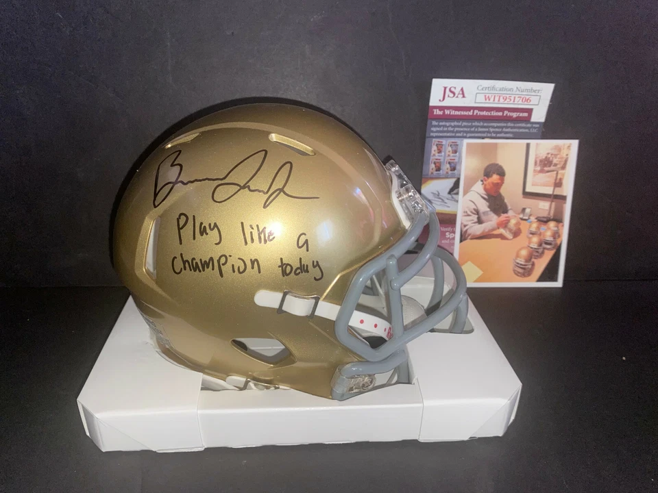 Brandon Joseph Notre Dame Signed Mini Speed Helmet JSA COA Play Like A Champion  - Image 1 of 1