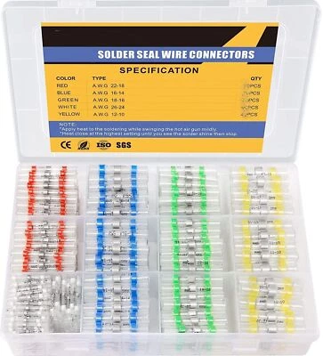 Terminals Waterproof Solder Seal Sleeve Heat Shrink Butt/Wire Connectors Kit - Image 1 of 4
