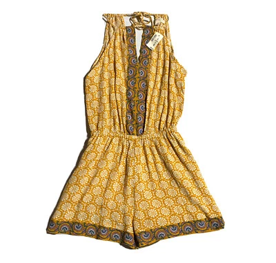 Romper Feminino Aeropostale Aero Tamanho XS Corte Boêmio Gola Alta Floral Novo com etiquetas - Imagem 1 de 4