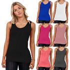 Ladies Top T-Shirt Vest Sleeveless Ruched Gathered Neck Stretch Long Size 8-22