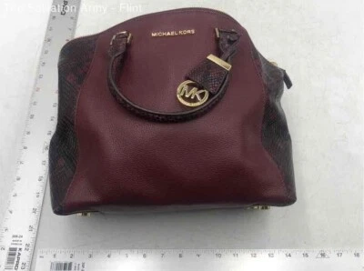 Bolsa satchel/top alça Michael Kors feminina Merlot Riley Python e bolsa de pó - Imagem 1 de 4