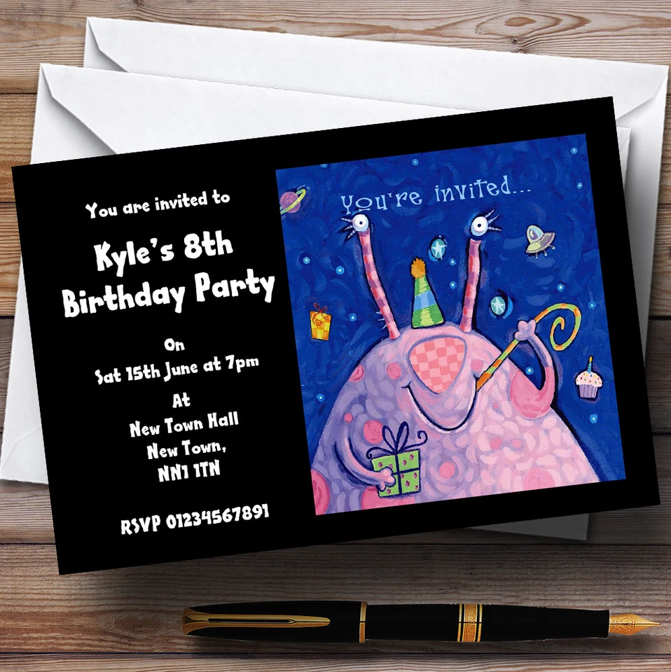 Monster Alien Space Children's Personalised Party Invitations - Image 1 of 1