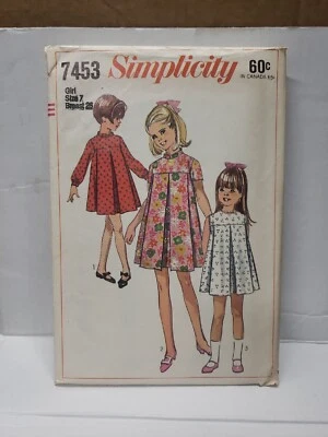 Simplicity 1967 Sewing Pattern #7453 Size 7 Girl's & Chubbies Dress -Cut- - Image 1 of 4