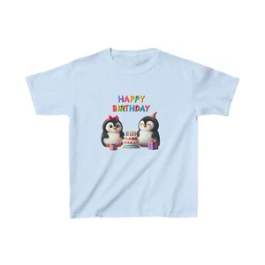 Kids Birthday Tshirt, with penguins, US Cotton, kids Birthday T-shirt - Picture 1 of 5