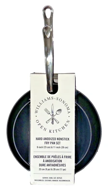 Williams Sonoma Juego de Sartenes Antiadherentes Anodizadas Duras Cocina Abierta 9" y 11" NUEVO Foto 1 de 4