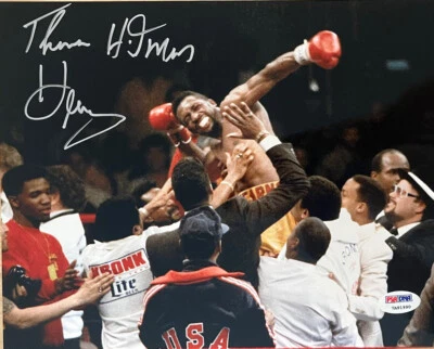 THOMAS HITMAN HEARNS SIGNED 8X10 BOXING PHOTO PSA/DNA - Image 1 of 2