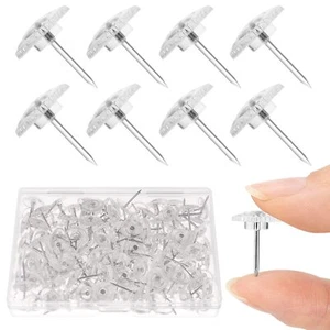150PCS Clear Thumb Tacks, Standard Clear Push Pins Steel Point - Picture 1 of 7