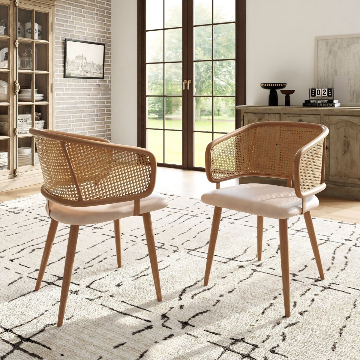Rattan Boho Style Dining Chairs VonHaus Dining Chairs Set Of