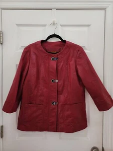 Ruby Rd Fashion Jacket Red Snakeskin vibe Size 14p - Picture 1 of 12