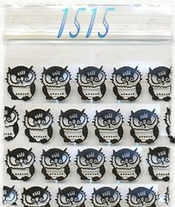 100 PACK BLACK OWLS 1515 Apple Zip Baggies 1.5X1.5" Mini POLYBAGS - Picture 1 of 16