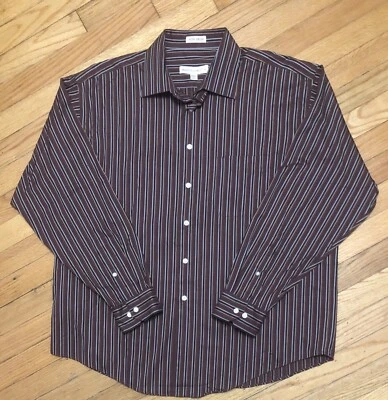 Nuevo sin etiquetas Camisa Pronto Uomo Sin Hierro Bolsillo Abotonado Rayas L/S Plumón Para Hombres Talla XL Foto 1 de 3