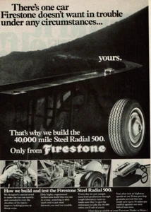 1974 Vintage Print Ad Firestone 40.000 Meilen Stahl Radial 500 Brücke Reifen - Bild 1 von 2