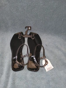 Time And Tru Jelly Damen-Flip-Flop-Schuhe mit Riemen Größe 6 schwarz Strand - Bild 1 von 4