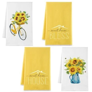 4 Pcs Sunflower Kitchen Towels Decorative Dish Towels Sunflower Hand Towels T... - Picture 1 of 6