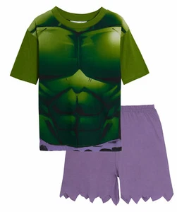 Boys Hulk Dress Up Short Pyjamas Kids Marvel Avengers Novelty Shortie Pjs Set - Picture 1 of 10