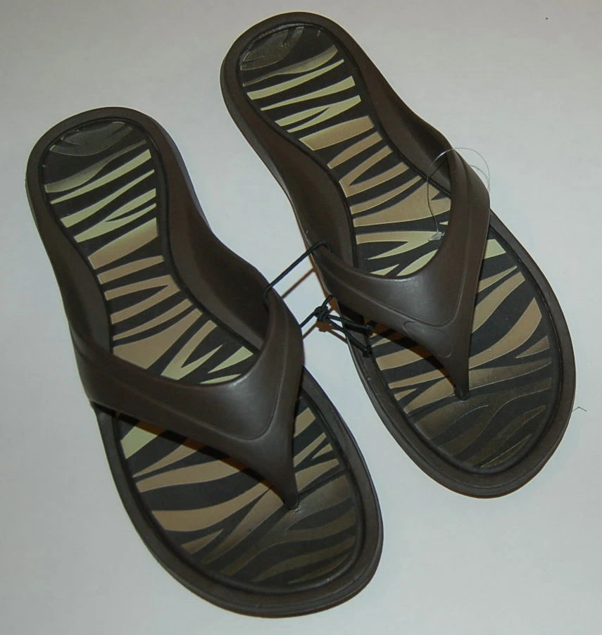 Chanclas MUJER MARRÓN Plantilla a Rayas Animales PREFORMA SÓLIDA XL 11-12 PLAYA Foto 1 de 1