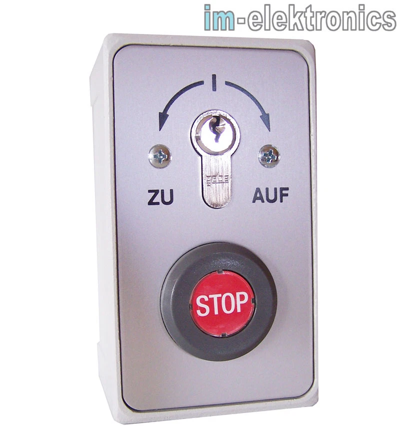 GEBA Schlüsseltaster AP Schlüsselschalter ZU AUF m. STOP Taste Garagentor Tor Antrieb