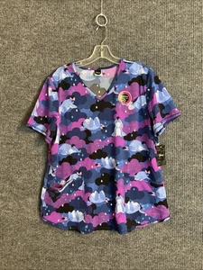 Disney Womens Eeyore Scrub Top Size XL Short Sleeve V Neck Stretch Pockets New - Picture 1 of 9