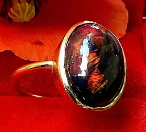 Selten 2,7 ct.Ausstr. Voll-Schwarzopal 4,5gr.Gr.18 handgef.❤️❤️❤️ - Bild 1 von 9